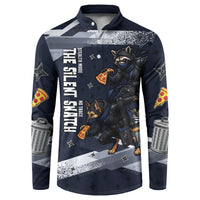 Ninja Raccoon Quasimodo Pizza Heist Button Sweatshirt Night Stealth Scene Detailed Pizza Slices