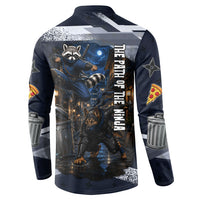 Ninja Raccoon Quasimodo Pizza Heist Button Sweatshirt Night Stealth Scene Detailed Pizza Slices