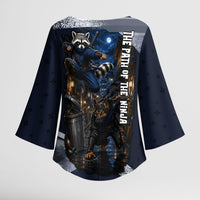 Ninja Raccoon Quasimodo Pizza Heist Kimono Sleeve Blouse Night Stealth Scene Detailed Pizza Slices