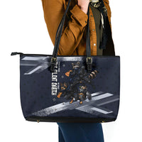Ninja Raccoon Quasimodo Pizza Heist Leather Tote Bag Night Stealth Scene Detailed Pizza Slices