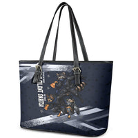 Ninja Raccoon Quasimodo Pizza Heist Leather Tote Bag Night Stealth Scene Detailed Pizza Slices