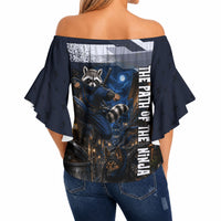 Ninja Raccoon Quasimodo Pizza Heist Off Shoulder Wrap Waist Top Night Stealth Scene Detailed Pizza Slices