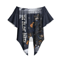 Ninja Raccoon Quasimodo Pizza Heist Off Shoulder Wrap Waist Top Night Stealth Scene Detailed Pizza Slices