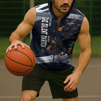 Ninja Raccoon Quasimodo Pizza Heist Sleeveless Zip Hoodie Night Stealth Scene Detailed Pizza Slices