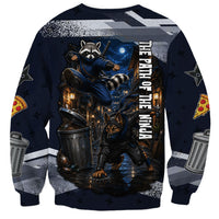 Ninja Raccoon Quasimodo Pizza Heist Sweatshirt Night Stealth Scene Detailed Pizza Slices