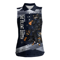 Ninja Raccoon Quasimodo Pizza Heist Women Sleeveless Polo Shirt Night Stealth Scene Detailed Pizza Slices