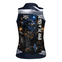 Ninja Raccoon Quasimodo Pizza Heist Women Sleeveless Polo Shirt Night Stealth Scene Detailed Pizza Slices