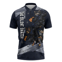 Ninja Raccoon Quasimodo Pizza Heist Zipper Polo Shirt Night Stealth Scene Detailed Pizza Slices