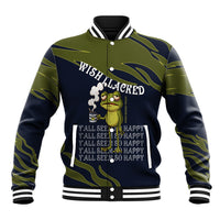 Wish I Lacked Critical Thinking Skills Y'all Seem So Happy Frog Baseball Jacket Funny Overthinking Meme