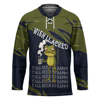 Wish I Lacked Critical Thinking Skills Y'all Seem So Happy Frog Hockey Jersey Funny Overthinking Meme