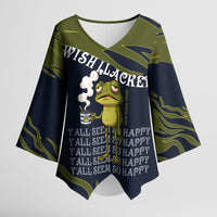 Wish I Lacked Critical Thinking Skills Y'all Seem So Happy Frog Kimono Sleeve Blouse Funny Overthinking Meme