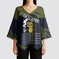 Wish I Lacked Critical Thinking Skills Y'all Seem So Happy Frog Kimono Sleeve Blouse Funny Overthinking Meme