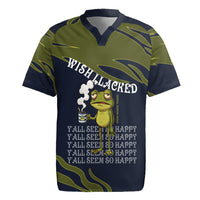 Wish I Lacked Critical Thinking Skills Y'all Seem So Happy Frog Rugby Jersey Funny Overthinking Meme