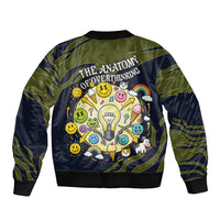 Wish I Lacked Critical Thinking Skills Y'all Seem So Happy Frog Sleeve Zip Bomber Jacket Funny Overthinking Meme