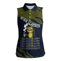 Wish I Lacked Critical Thinking Skills Y'all Seem So Happy Frog Women Sleeveless Polo Shirt Funny Overthinking Meme