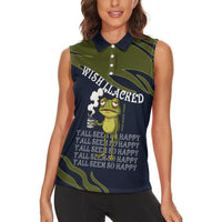 Wish I Lacked Critical Thinking Skills Y'all Seem So Happy Frog Women Sleeveless Polo Shirt Funny Overthinking Meme