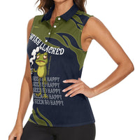 Wish I Lacked Critical Thinking Skills Y'all Seem So Happy Frog Women Sleeveless Polo Shirt Funny Overthinking Meme