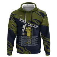 Wish I Lacked Critical Thinking Skills Y'all Seem So Happy Frog Zip Hoodie Funny Overthinking Meme