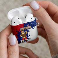 Liberia Christmas AirPods Case with Santa Claus Map Graphic and Red Blue Festive - Wonder Print Shop