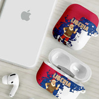 Liberia Christmas AirPods Case with Santa Claus Map Graphic and Red Blue Festive - Wonder Print Shop