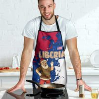 Liberia Christmas Apron with Santa Claus Map Graphic and Red Blue Festive - Wonder Print Shop