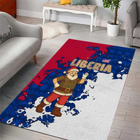 Liberia Christmas Area Rug with Santa Claus Map Graphic and Red Blue Festive - Wonder Print Shop