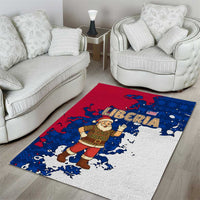Liberia Christmas Area Rug with Santa Claus Map Graphic and Red Blue Festive - Wonder Print Shop