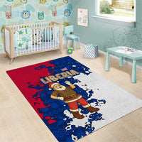 Liberia Christmas Area Rug with Santa Claus Map Graphic and Red Blue Festive - Wonder Print Shop