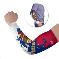 Liberia Christmas Arm Sleeves with Santa Claus Map Graphic and Red Blue Festive - Wonder Print Shop