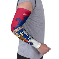 Liberia Christmas Arm Sleeves with Santa Claus Map Graphic and Red Blue Festive - Wonder Print Shop