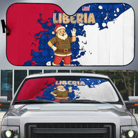 Liberia Christmas Auto Sun Shade with Santa Claus Map Graphic and Red Blue Festive - Wonder Print Shop