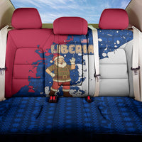 Liberia Christmas Back Car Seat Cover with Santa Claus Map Graphic and Red Blue Festive - Wonder Print Shop