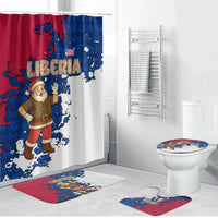 Liberia Christmas Bathroom Set with Santa Claus Map Graphic and Red Blue Festive - Wonder Print Shop