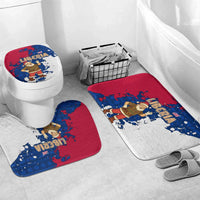 Liberia Christmas Bathroom Set with Santa Claus Map Graphic and Red Blue Festive - Wonder Print Shop
