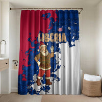 Liberia Christmas Bathroom Set with Santa Claus Map Graphic and Red Blue Festive - Wonder Print Shop