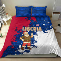 Liberia Christmas Bedding Set with Santa Claus Map Graphic and Red Blue Festive - Wonder Print Shop