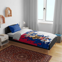 Liberia Christmas Bedding Set with Santa Claus Map Graphic and Red Blue Festive - Wonder Print Shop