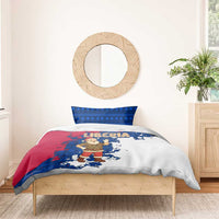 Liberia Christmas Bedding Set with Santa Claus Map Graphic and Red Blue Festive - Wonder Print Shop