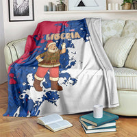 Liberia Christmas Blanket with Santa Claus Map Graphic and Red Blue Festive - Wonder Print Shop