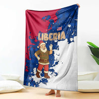 Liberia Christmas Blanket with Santa Claus Map Graphic and Red Blue Festive - Wonder Print Shop