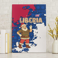 Liberia Christmas Canvas Wall Art with Santa Claus Map Graphic and Red Blue Festive - Wonder Print Shop