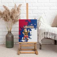 Liberia Christmas Canvas Wall Art with Santa Claus Map Graphic and Red Blue Festive - Wonder Print Shop