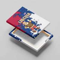 Liberia Christmas Canvas Wall Art with Santa Claus Map Graphic and Red Blue Festive - Wonder Print Shop