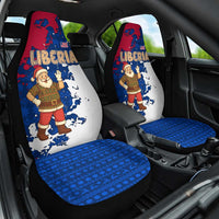 Liberia Christmas Car Seat Cover with Santa Claus Map Graphic and Red Blue Festive - Wonder Print Shop