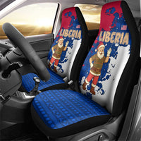 Liberia Christmas Car Seat Cover with Santa Claus Map Graphic and Red Blue Festive - Wonder Print Shop