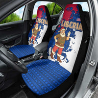 Liberia Christmas Car Seat Cover with Santa Claus Map Graphic and Red Blue Festive - Wonder Print Shop