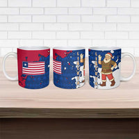 Liberia Christmas Ceramic Mug with Santa Claus Map Graphic and Red Blue Festive - Wonder Print Shop