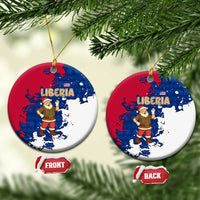 Liberia Christmas Ceramic Ornament with Santa Claus Map Graphic and Red Blue Festive - Wonder Print Shop