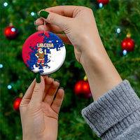 Liberia Christmas Ceramic Ornament with Santa Claus Map Graphic and Red Blue Festive - Wonder Print Shop