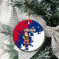 Liberia Christmas Ceramic Ornament with Santa Claus Map Graphic and Red Blue Festive - Wonder Print Shop